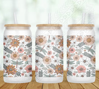 Floral Full Wrap Glass Can