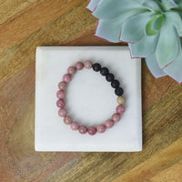 Natural Stone and Lava Bead Stretch Bracelet
