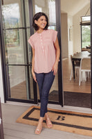 Pleat Detail Button Up Blouse in Pink