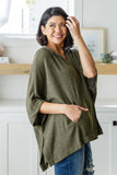 Perfectly Poised Hooded Poncho in Olive